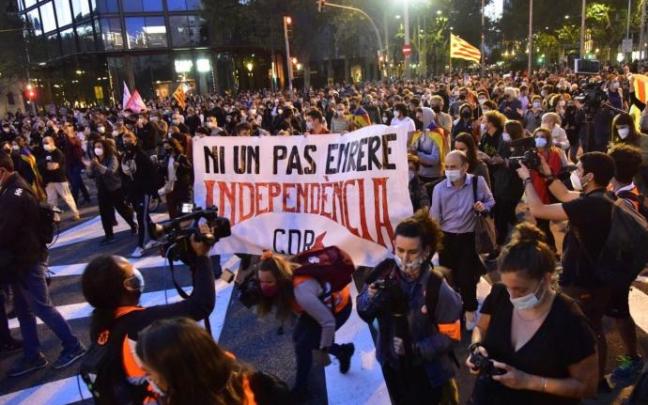 Imagen de una manifestación de los CDR en Barcelona. Imagen de una manifestación de los CDR en Barcelona.
