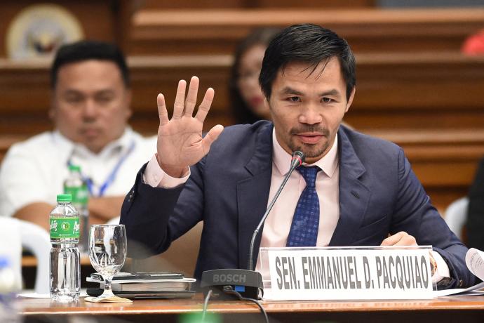 Manny Paquiao durante una Audiencia del Senado en Manila.