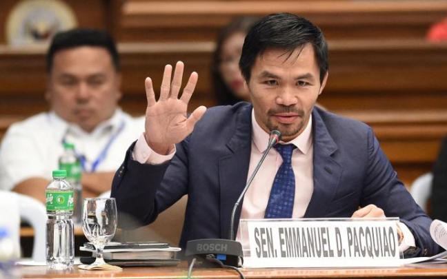 Manny Paquiao durante una Audiencia del Senado en Manila. Manny Paquiao durante una Audiencia del Senado en Manila.