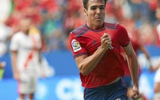 Manu Sánchez celebra su gol frente al Rayo Vallecano.