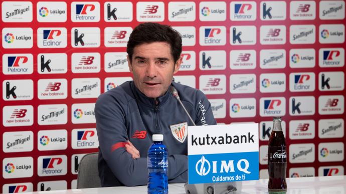 El técnico del Athletic durante la rueda de prensa previa al encuentro contra el Betis.