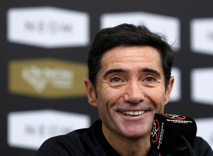 Marcelino durante la rueda de prensa previa a la final.