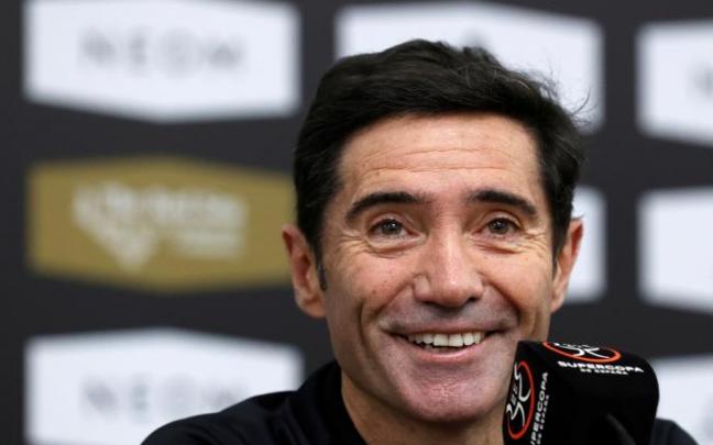 Marcelino durante la rueda de prensa previa a la final.
