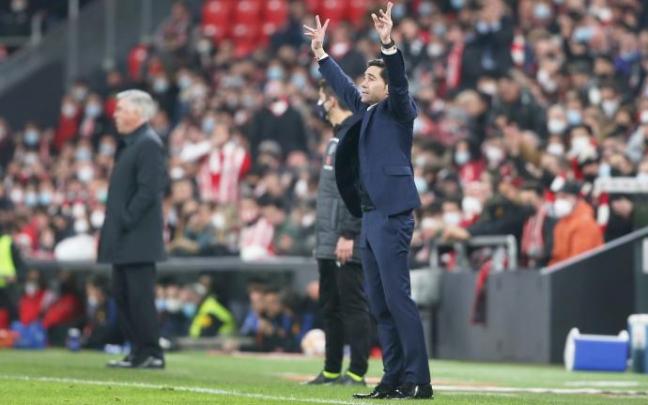 Marcelino durante el partido de Copa del Athletic ante el Real Madrid. El club ha ofrecido la renovación al técnico.