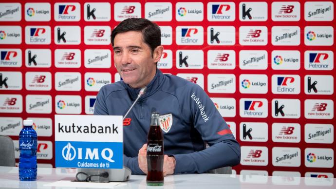 Marcelino en la rueda de prensa previa al partido ante el Cádiz