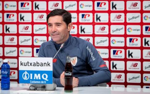 Marcelino en la rueda de prensa previa al partido ante el Cádiz