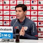 Marcelino durante la rueda de prensa. Marcelino durante la rueda de prensa.