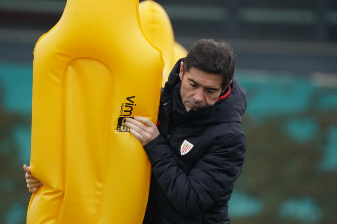 Marcelino García Toral, durante un entrenamiento en Lezama.