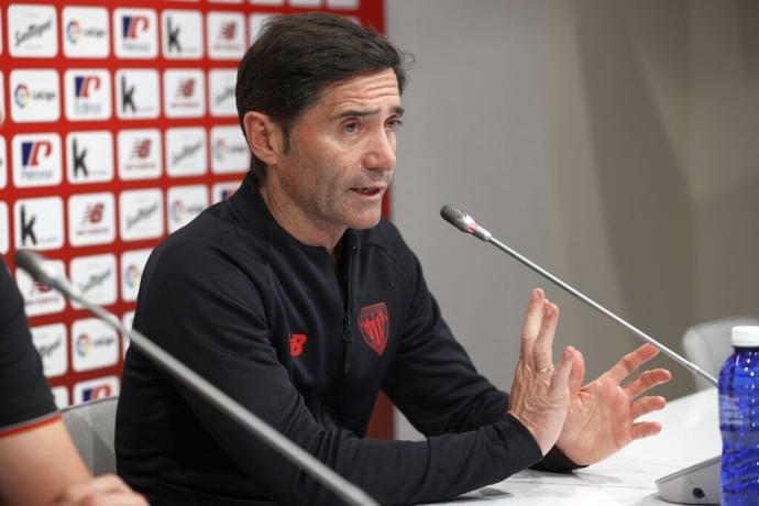 Marcelino durante la rueda de prensa previa al partido del Athletic ante el Grande