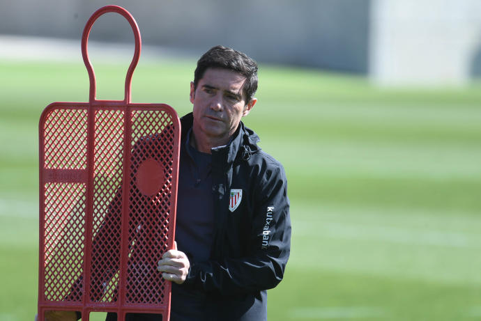 Marcelino García Toral durante la sesión de entrenamiento en Lezama.