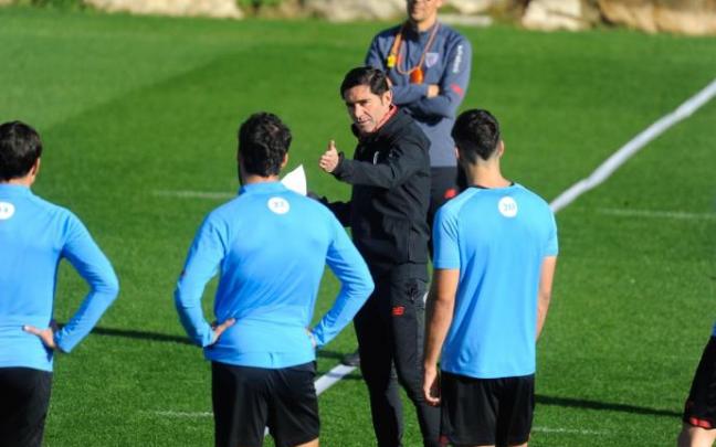 Marcelino García Toral, en un entrenamiento del Athletic