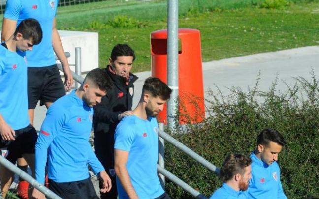 Marcelino García Toral, antes de un entrenamiento