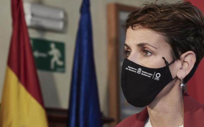 La presidenta del Gobierno de Navarra, María Chivite, en una rueda de prensa. La presidenta del Gobierno de Navarra, María Chivite, en una rueda de prensa.