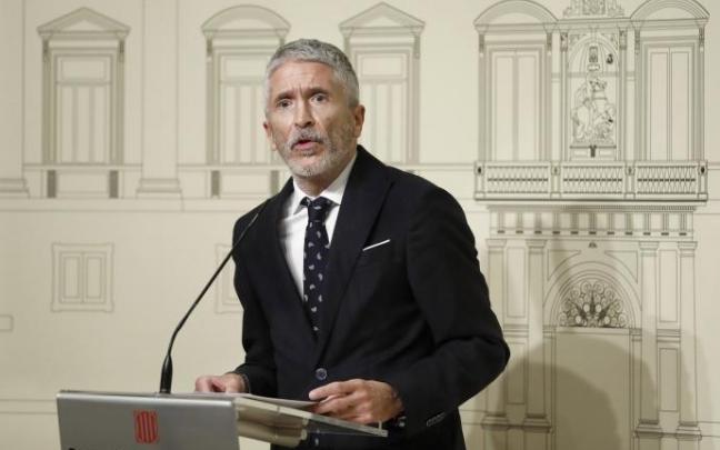 El ministro Fernando Grande Marlaska, tras la reunión de la Junta de Seguridad de Cataluña