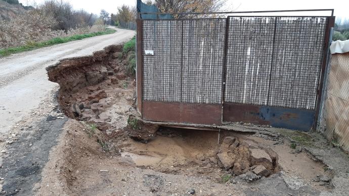 Uno de los accesos a un huerto en La Mejana