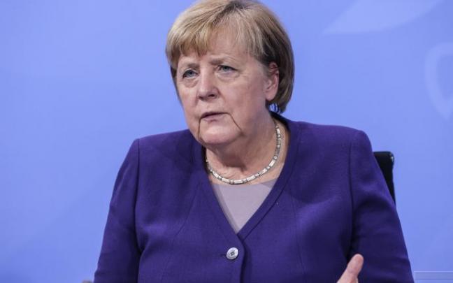 Angela Merkel, durante su rueda de prensa. Angela Merkel, durante su rueda de prensa.