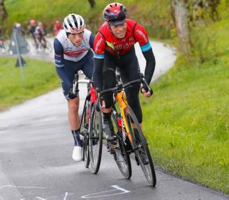 Mikel Landa, al ataque durante la etapa que finalizó en Sestola en el pasado Giro de Italia, que abandonó por una durísima caída.