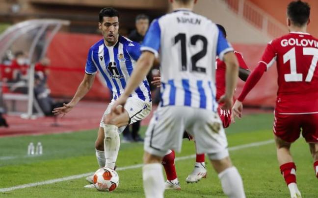 Mikel Merino, durante el partido de este jueves en Mónaco.