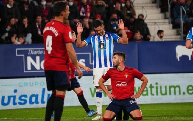 Merino no celebra su gol en El Sadar.