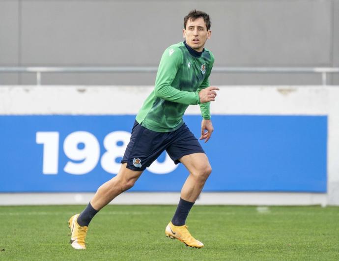 Oyarzabal, durante un entrenamiento en Zubieta.