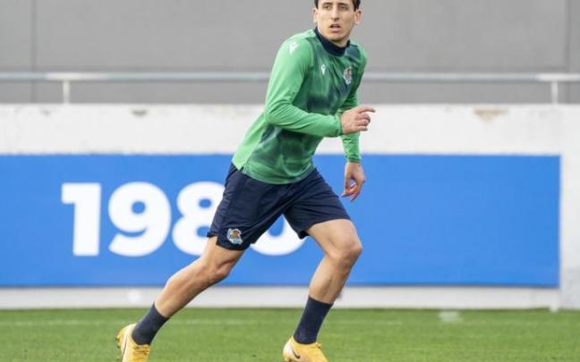 Oyarzabal, durante un entrenamiento en Zubieta.