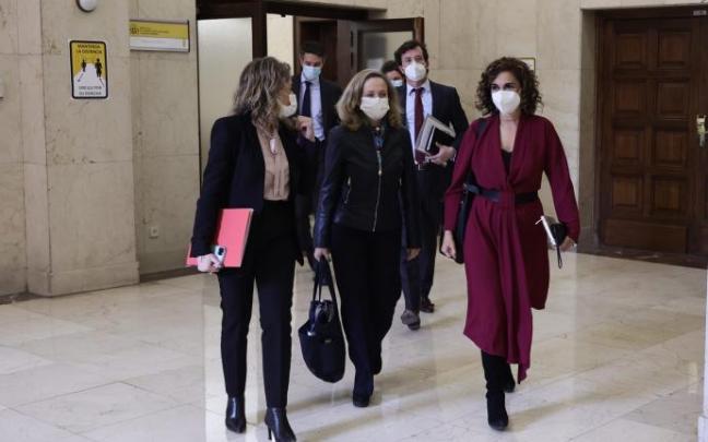 Raquel Sánchez, Nadia Calviño y María Jesús Montero