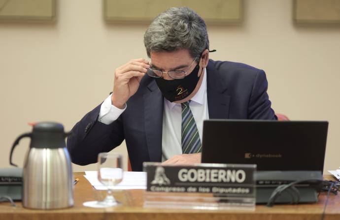 El ministro de Inclusión, Seguridad Social y Migraciones, José Luis Escrivá, ayer en la comisión de Seguimiento de Evaluación de los Acuerdos del Pacto de Toledo.