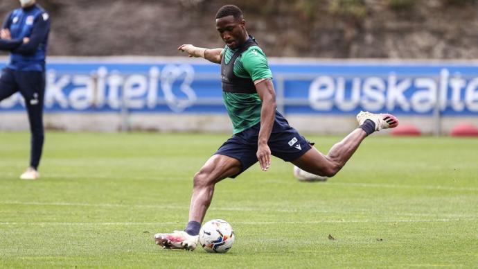 Sagnan, durante un entrenamiento en Zubieta.