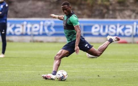 Sagnan, durante un entrenamiento en Zubieta.