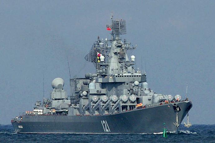 El crucero portamisiles ruso hundido, Moskvá, en una imagen de archivo