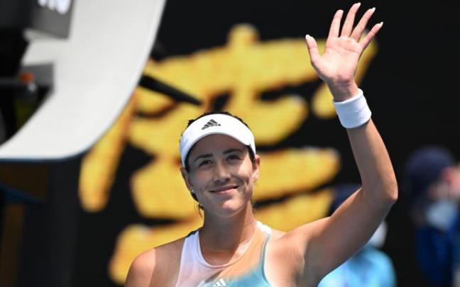 Garbiñe Muguruza celebra su victoria Garbiñe Muguruza celebra su victoria