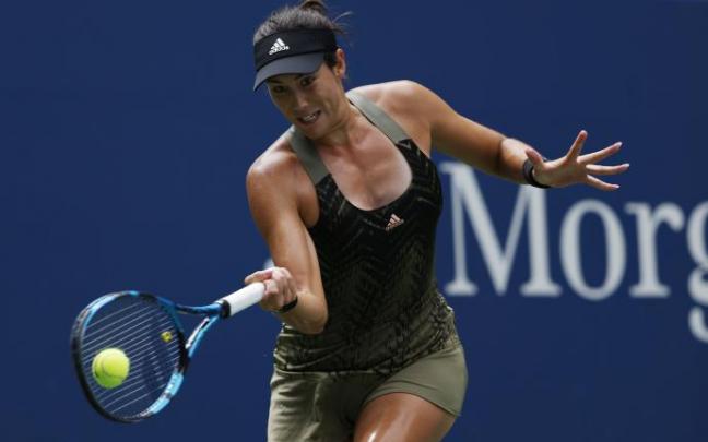 Muguruza, durante su primera ronda del Abierto de Estados Unidos. Muguruza, durante su primera ronda del Abierto de Estados Unidos.