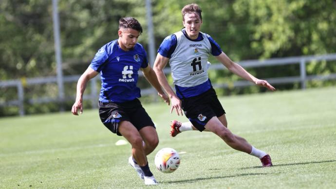 Naïs y Pacheco, en el entrenamiento.