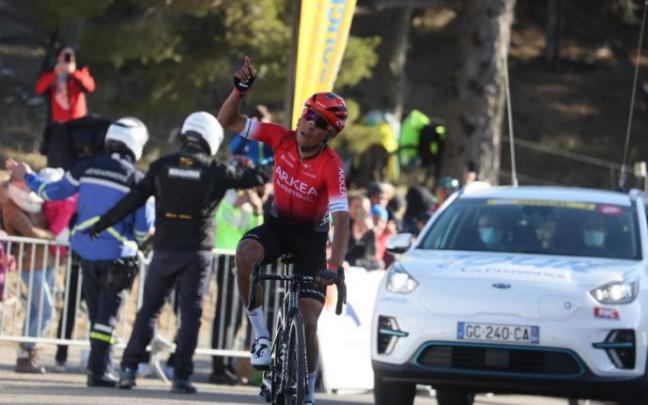 Quintana celebra la victoria en el Tour de la Provenza.