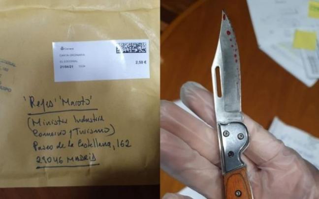 Imagen del sobre que recibió la ministra Maroto Imagen del sobre que recibió la ministra Maroto