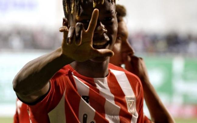 Nico Williams celebrando un gol. Nico Williams celebrando un gol.