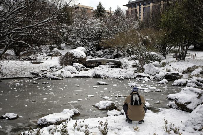 Imagen de archivo de nieve en Pamplona.