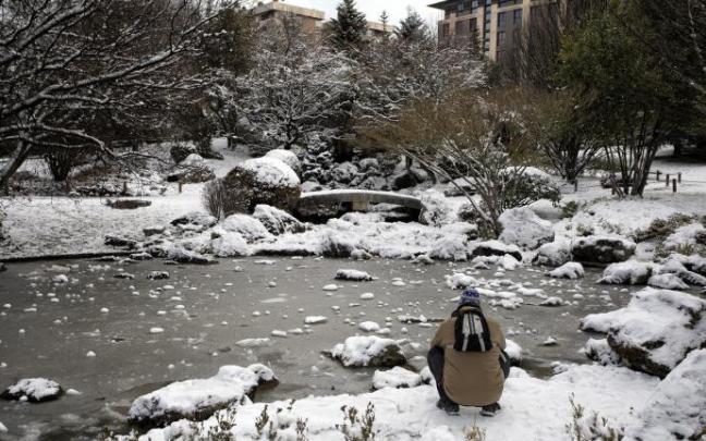 Imagen de archivo de nieve en Pamplona.