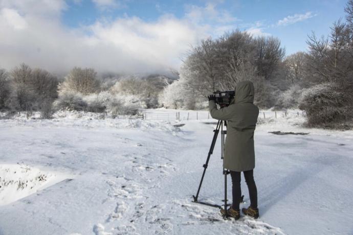 Grabando la nieve en Álava