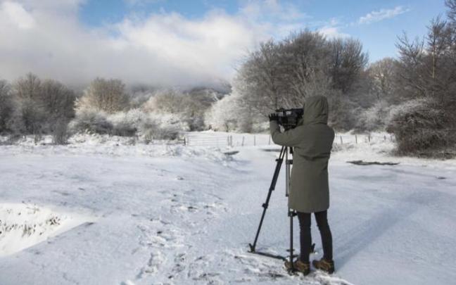 Grabando la nieve en Álava