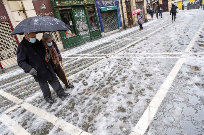 Nieve en el Casco Viejo de Pamplona.