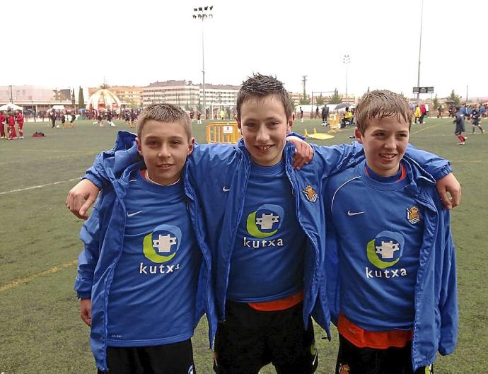 Jon Karrikaburu, Gilen Quertier y Jon Pacheco, en un torneo en Logroño en 2013. Foto: N.G.