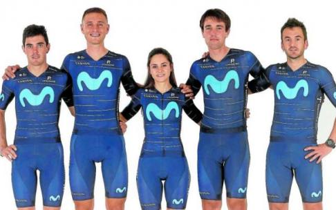 Algunos de los integrantes vascos del Movistar: Aranburu, Elosegui, Oyarbide, Lazkano y Gorka Izagirre. Fotos: Movistar Team /Ineos/Caja Rural