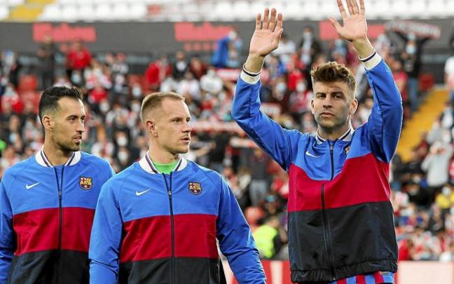 Busquets, Ter Stegen y Piqué han salido en la foto de las derrotas más hirientes del Barcelona en la historia reciente. Foto: Europa Press
