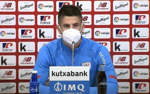 Oihan Sancet, durante la rueda de prensa en Lezama. Oihan Sancet, durante la rueda de prensa en Lezama.