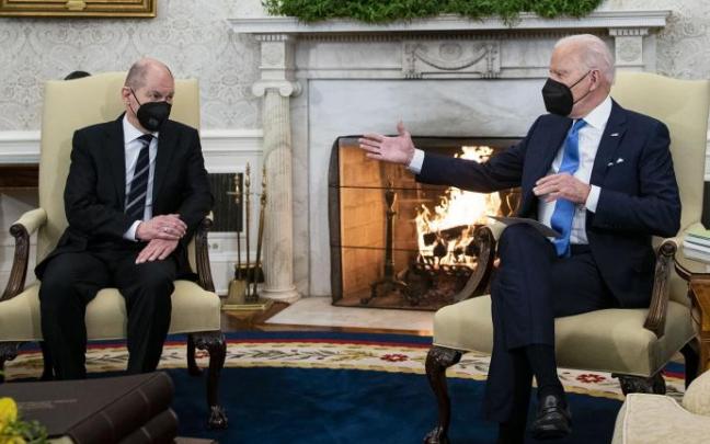 El presiente de Estados Unidos, Joe Biden, y el canciller alemán, Olaf Scholz, en la Casa Blanca.