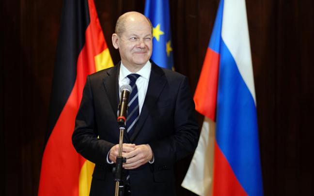 El canciller Olaf Scholz durante su última visita a Moscú.