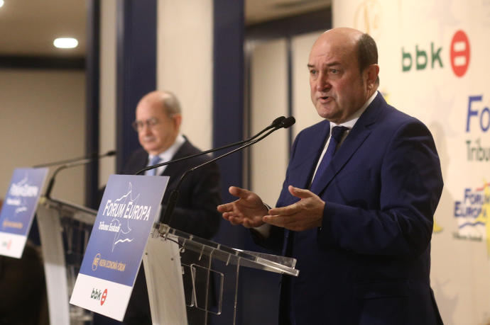 Ortuzar, durante su intervención en el Fórum Europa Tribuna Euskadi.