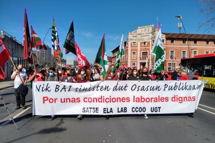 Manifestación de sindicatos de Osakidetza en Bilbao.