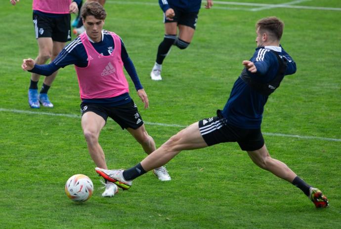 Javi Martínez, en el entrenamiento de ayer.